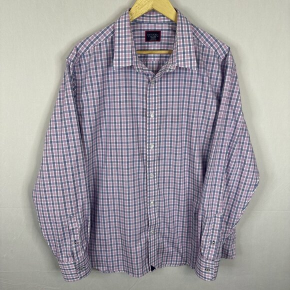 Untuckit Shirt Men’s 2XL Red Blue Plaid Long Sleeve Button Up Cotton - Picture 1 of 8
